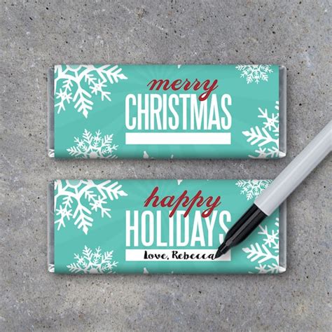 Merry Christmas And Happy Holidays Candy Bar Wrappers Printable