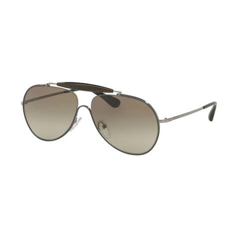 Prada Men S Metal Aviator Sunglasses Gunmetal Gray Green Gradient Designer Sunglasses