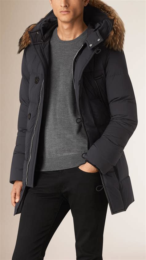 Lyst Burberry Down Filled Parka Coat With Fur Trimmed Hood In