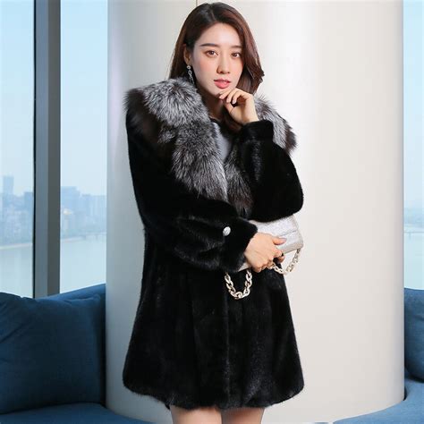 Haining Mink Fur Coat Of New Fund Of 2018 Autumn Winters Is Female Fox Wool Long Whole Sable