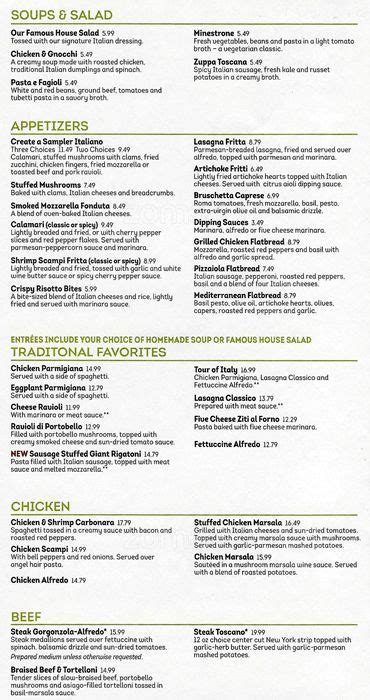 Prices shown in images & the following table should be seen as estimates, and you should always check with your restaurant before ordering. olive garden menu
