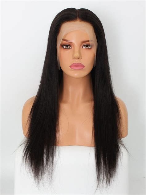 12 26 In Stock Long Silky Straight 3 Lace Front Wig 100 Virgin Human Hair Human Hair Wigs