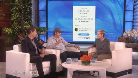 ashton kutcher brings ellen to tears with shocking 4 million donation to her charity newshub