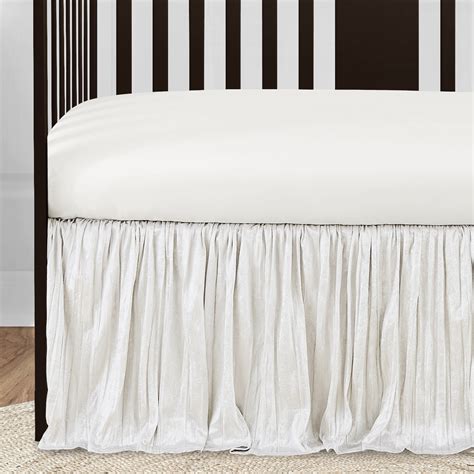 Solid Ivory Velvet Elegant Baby Girl 5pc Nursery Crib