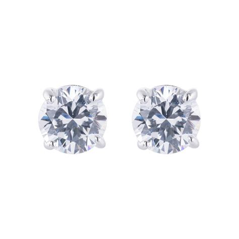 Silver Round Brilliant Cubic Zirconia Stud Earrings