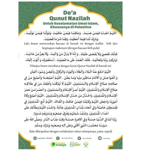 Doa Qunut Nazilah Untuk Palestina Suriah Doa Qunut Subuh Witir