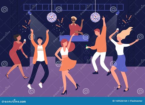 Night Club People Students Discotheque Vector Illustration Stock Vector