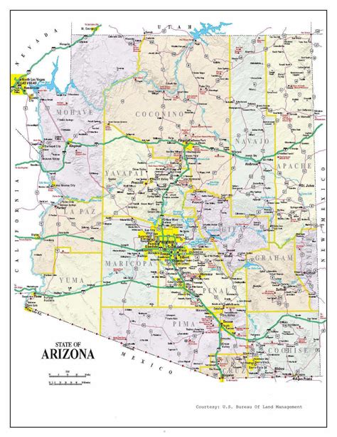 4 Best Images Of Large Printable Map Of Arizona Arizona Road Map With