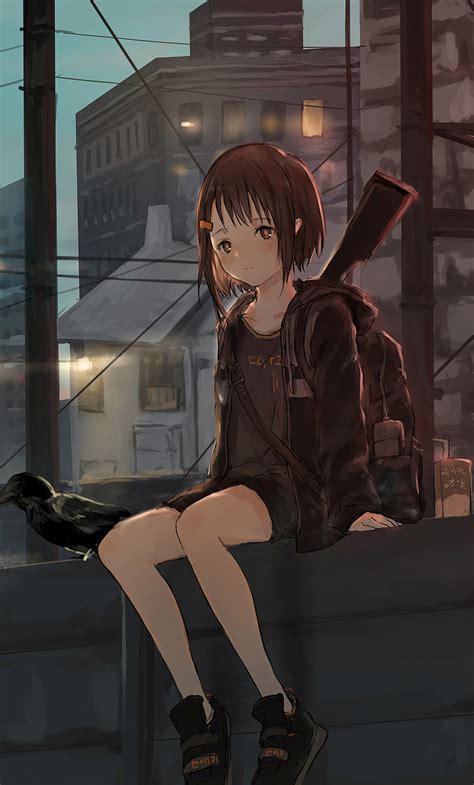 1280x2120 Anime Girl Sitting Alone Roof Sad 4k Iphone 6