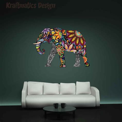 Mandala Tribal Elephant 3d Wall Decal Vinyl Sticker Krafmatics