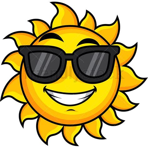 Cool Sun Wearing Sunglasses Emoji Cartoon Vector Clipart Friendlystock