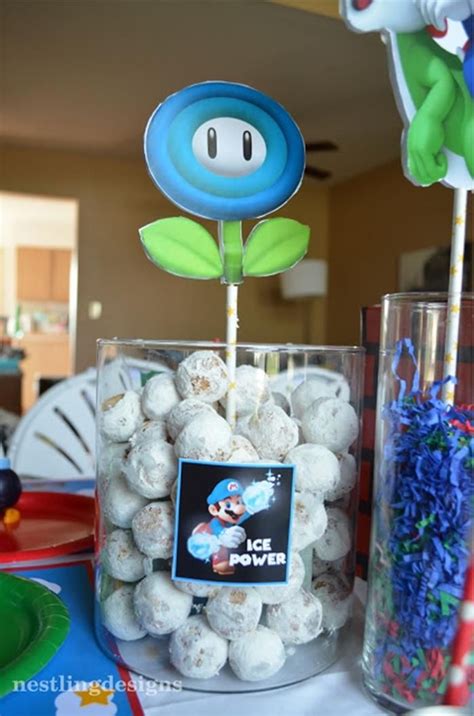 Super Mario Brothers Birthday Party Love The Doughnut Hole Idea Via