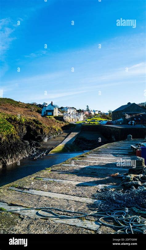 Porthgain Harbour In Winter Pembrokeshire Stock Photo Alamy