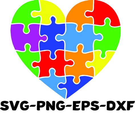 Autism Heart Svg Autism Awareness Svg Png Eps Dxf Instant Etsy