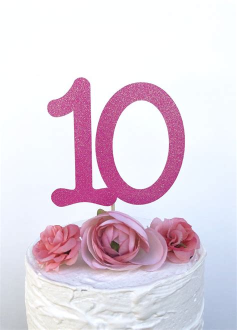 Glitter 10 Ten Cake Topper 10th Birthday 10 Year Etsy Happy 10th