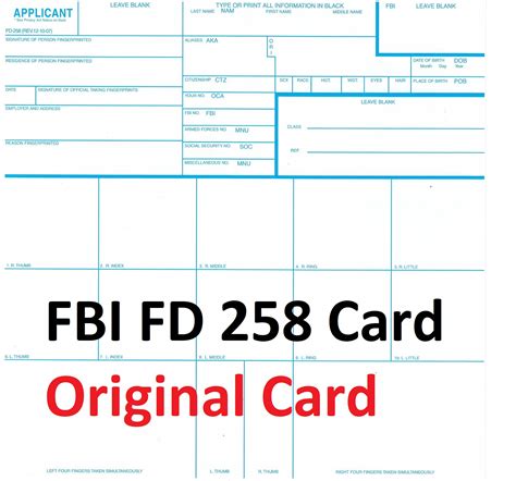 Check spelling or type a new query. Fingerprint Cards Applicant FD-258 PCC Card - Original - International Forensic Sciences - IFS