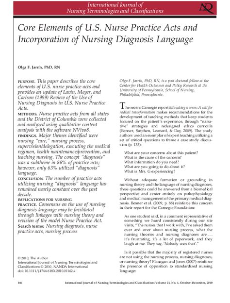 (PDF) Core Elements of US Nurse Practice Acts and Incorporation of Nursing Diagnosis Language ...