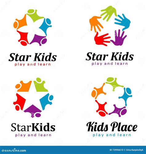 Children Logo Set Star Kids Kids Place Stock Vector Illustration Of