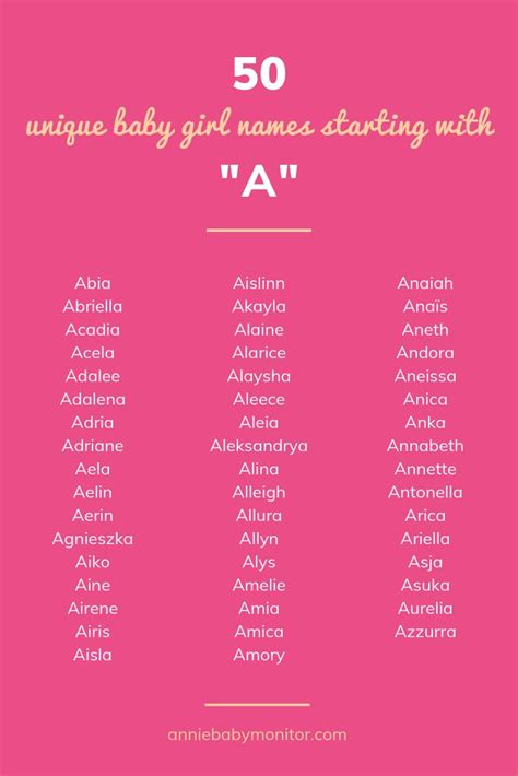 50 Unique Baby Girl Names Starting With A Cute Baby Girl Names