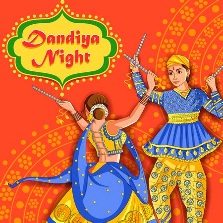 Vector Of Indian Couple Playing Garba In Id Royalty Free