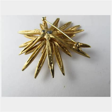 Vintage Boucher Signed And Numbered Brushed Gold Tone Starburst Pin