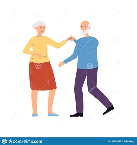 Old Couple Dance Senior Man And Woman Dancing Together In Pair Stock