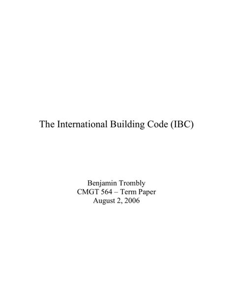 The International Building Code Ibc