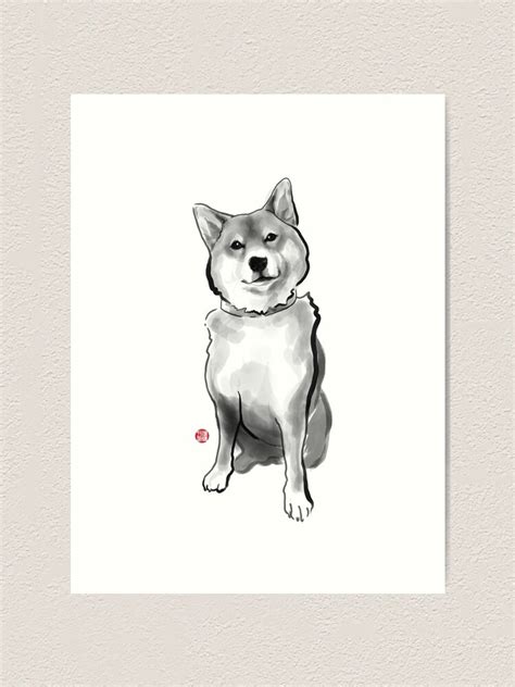 The Perfect Shiba Ibu Japanese Dog Sumi E Painting Ink Zen Print
