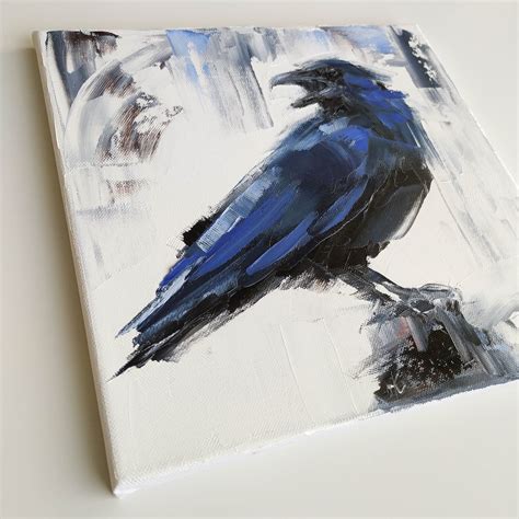 Raven Bird Oil Painting Original Art Wall Art Br