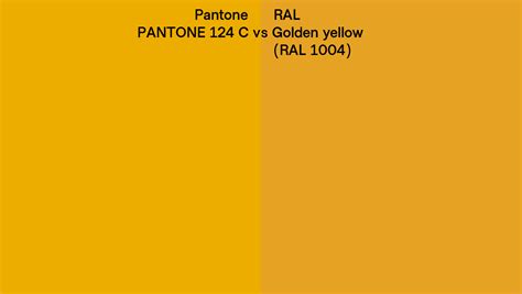 Pantone 124 C Vs Ral Golden Yellow Ral 1004 Side By Side Comparison