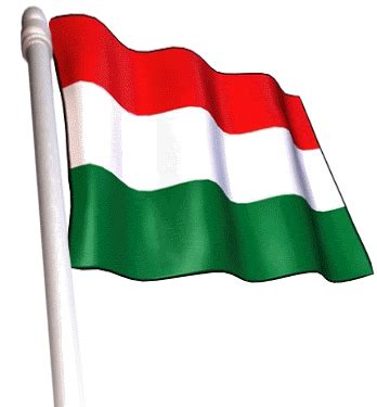 El símbolo está compuesto de tres franjas horizontales; Banderas Animadas de Hungria