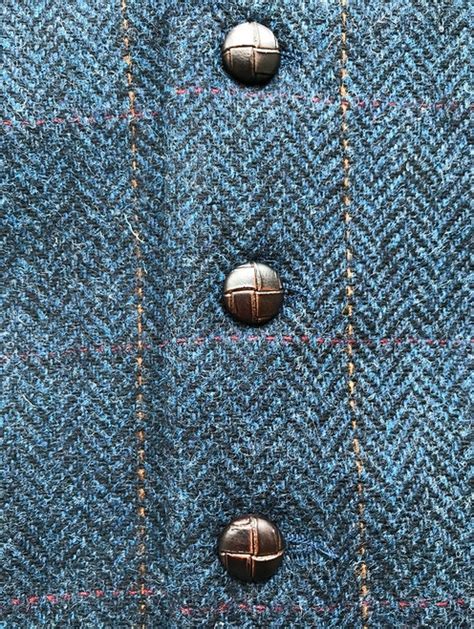 Irish Tweed Herringbone Waistcoat Denim And Rust Check Mucros Weavers