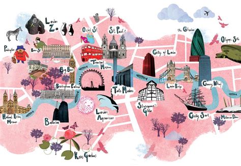 London Illustrated Map London Map Travel Art