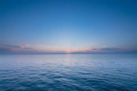 Beautiful Sunset With Blue Sea And Sky Peaceful Background Long Stock