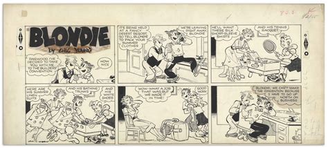 Lot Detail Chic Young Hand Drawn Blondie Sunday Comic Strip From 1955 Dagwood Drives