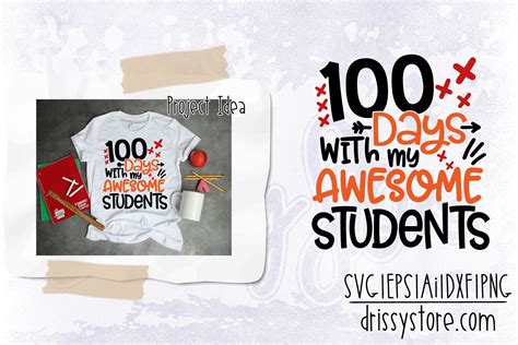 100 Days With My Awesome Students Graphic By Drissystore · Creative Fabrica