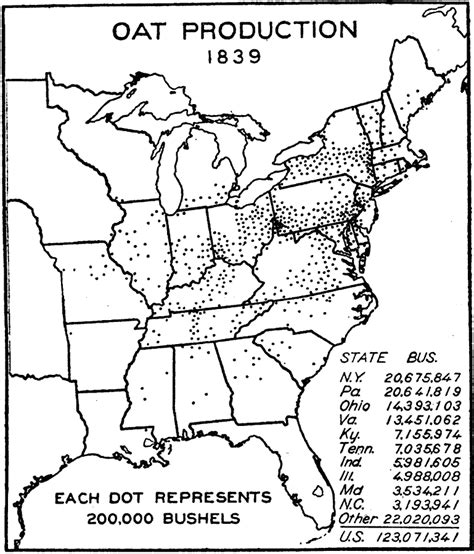 1839 Oat Production In The Us Map History Antebellum