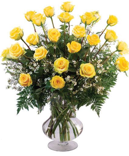 Two Dozen Yellow Roses Vase Arrangement In Syracuse In Dynamic Floral