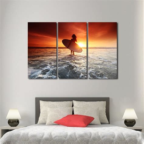 Sunset Surf Multi Panel Canvas Wall Art Elephantstock