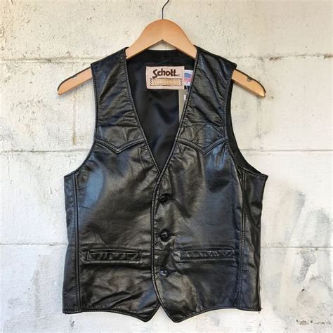 Schott Black Leather Vest Black Leather Vest