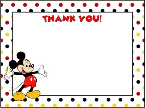 Printable Mickey Mouse Photo Thank You Card Birthday Party Invitation