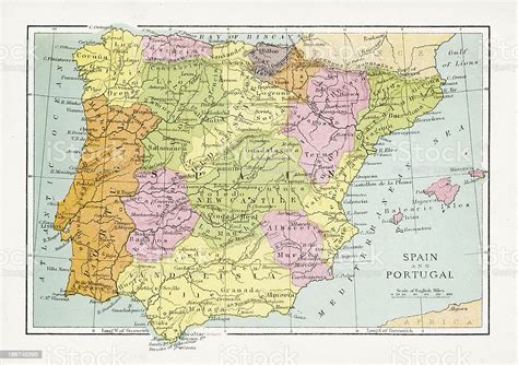 Ilustración De Antiguo Mapa De España Y Portugal Y Más Vectores Libres