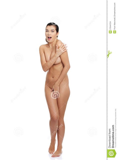 Erschrockene Nackte Schreiende Frau Stockfoto Bild von nanometer mädchen