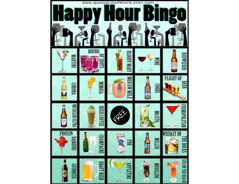 Get this picture out of your head, because that's not true. Happy Hour Bingo -28 Cards -Pub Crawl -Beer -Cocktail ...