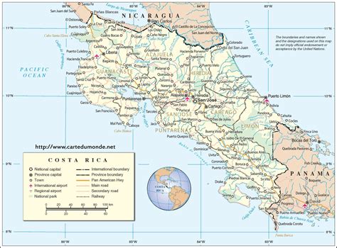 Mapa Político De Costa Rica