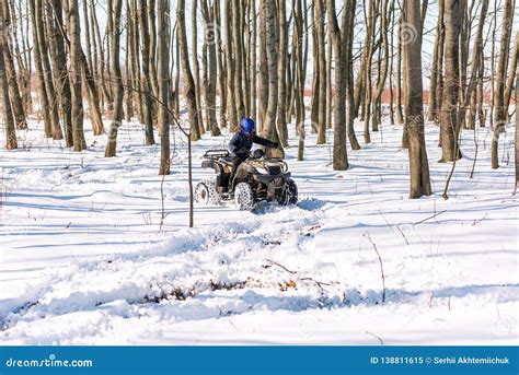 Travel In The Winter On The Atv Beautiful Winter Nature Stock Image