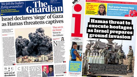 Newspaper Headlines Israel Declares Siege And Hamas Threatens