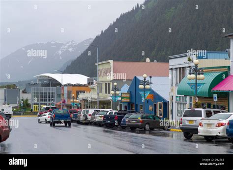 Rainy Day In Downtown Seward Alaska Usa Stock Photo Alamy