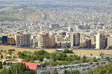 Karaj Iranian City Urban Skyline Aerial View From Mountains Editorial