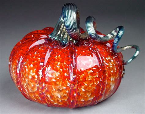 Hand Blown Glass Pumpkin Cherry Jewel Tone By Dunnikerdesigns